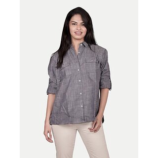                       Radprix Women Solid Casual Grey Shirt                                              