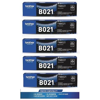 TN-B021 Toner Cartridges Pack of 5 for Use Brother HL-B2000D/ HL-B2080DW / DCP-B7500D / DCP-B7535DW Printers