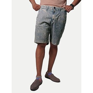                       Radprix Solid Men Silver Casual Shorts                                              