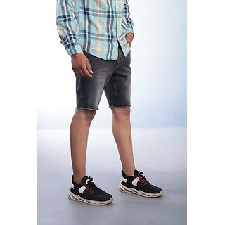                      Radprix Solid Men Black Denim Shorts                                              