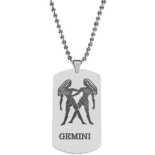                       M Men Style Dog Tag Astrology Jewelry Zodiac CharmSilver  Steel Pendant Necklace Ball Chain                                              