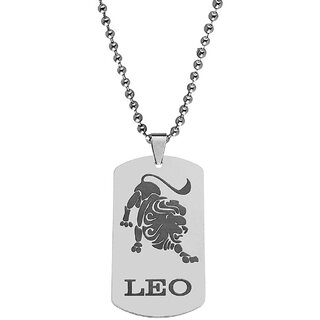                       M Men Style Dog Tag Astrology Jewelry Zodiac CharmSilver  Steel  Pendant Necklace Ball Chain                                              