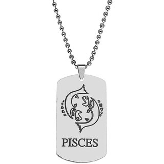                       M Men Style Dog Tag Astrology Jewelry Zodiac Charm Silver   Steel  Pendant Necklace Ball Chain                                              