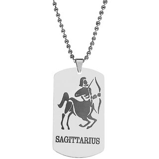                       M Men Style Dog Tag Astrology Jewelry Zodiac Charm Silver  Stainless Steel Pendant                                              