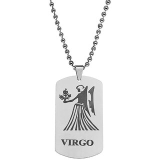                       M Men Style Dog Tag Astrology Jewelry Zodiac Charm Silver Stainless Steel  Pendant                                              