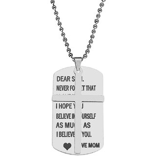                       M Men Style Dear Sone Neaver Forget That I Love You Silver Stainless Steel Pendant Necklace Ball                                              