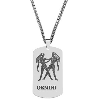                       M Men Style Dog Tag Astrology Jewelry Zodiac CharmSilver Stainless Steel Pendant Necklace                                              