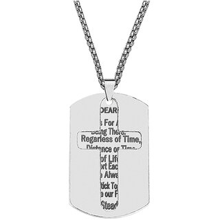                       M Men Style To My Dear Friend  Silver Stainless Steel Pendant Necklace Box Chain For Men                                              