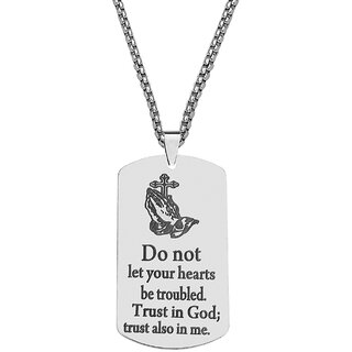                       M Men Style Do Not Let Your Hearts be trubbled trust in god; trust also in me Silver Steel Pendant                                              