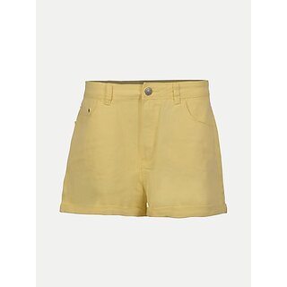 Radprix Solid Women Yellow Casual Shorts