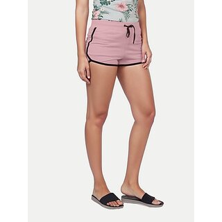 Radprix Solid Women Pink Casual Shorts