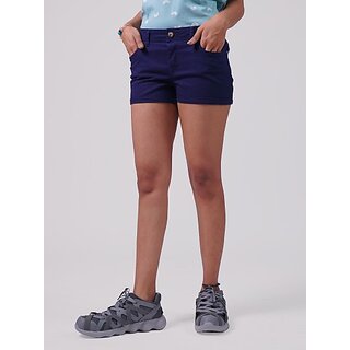                       Radprix Solid Women Dark Blue Chino Shorts                                              