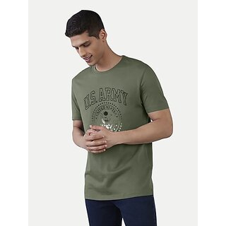                       Radprix Printed, Typography Men Round Neck Dark Green T-Shirt                                              