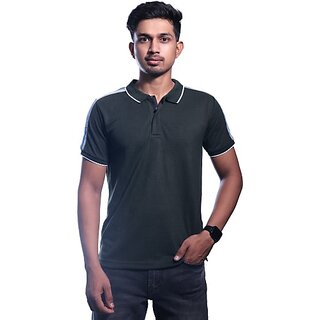                       Radprix Solid Men Polo Neck Black T-Shirt                                              