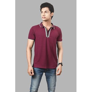                       Radprix Solid Men Polo Neck Red T-Shirt                                              