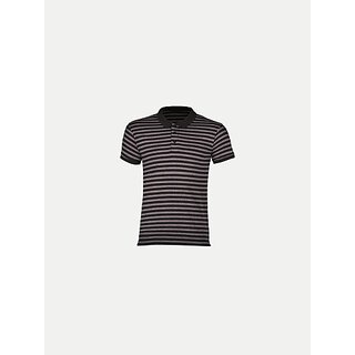                       Radprix Striped Men Round Neck Black T-Shirt                                              