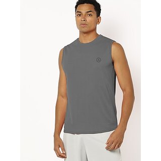                       Radprix Solid Men Round Neck Grey T-Shirt                                              