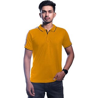                       Radprix Solid Men Polo Neck Yellow T-Shirt                                              