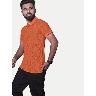                       Radprix Printed Men Polo Neck Orange T-Shirt                                              