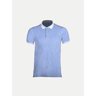                       Radprix Printed Men Polo Neck Light Blue T-Shirt                                              