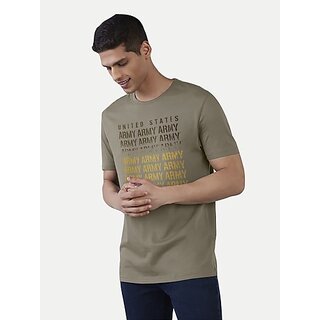                       Radprix Typography Men Round Neck Green T-Shirt                                              