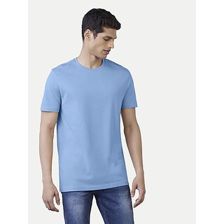                       Radprix Solid Men Round Neck Light Blue T-Shirt                                              