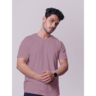                       Radprix Solid Men Round Neck Purple T-Shirt                                              