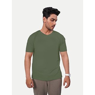                       Radprix Solid Men V Neck Green T-Shirt                                              