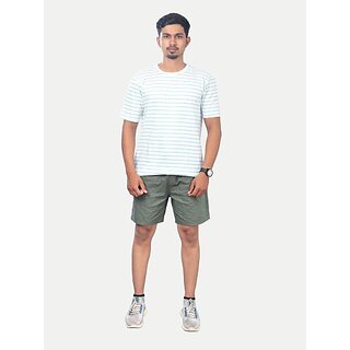                       Radprix Striped Men Round Neck Green T-Shirt                                              