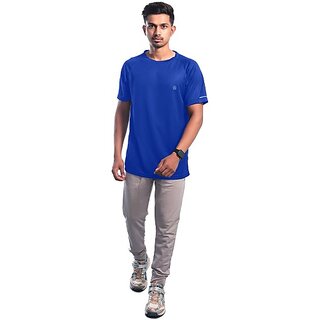                       Radprix Solid Men Crew Neck Blue T-Shirt                                              