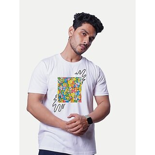                       Radprix Printed Men Round Neck White T-Shirt                                              