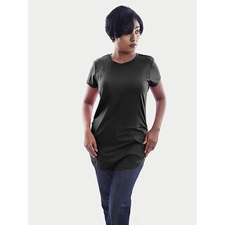                       Radprix Solid Women Round Neck Black T-Shirt                                              