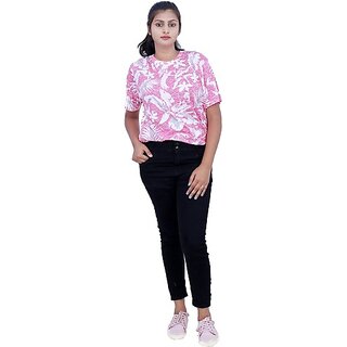                       Radprix Graphic Print Women Round Neck Pink T-Shirt                                              