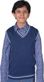 Radprix Solid V Neck Casual Boys Blue Sweater