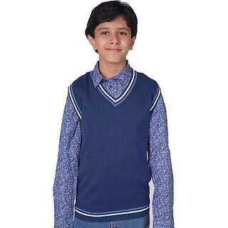 Radprix Solid V Neck Casual Boys Blue Sweater