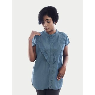                       Radprix Casual Solid Women Blue Top                                              