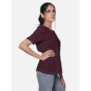                       Radprix Casual Self Design Women Maroon Top                                              