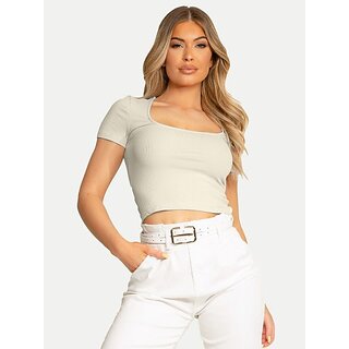                       Radprix Casual Solid Women Beige Top                                              