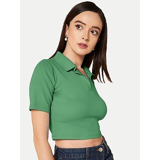                       Radprix Casual Solid Women Green Top                                              