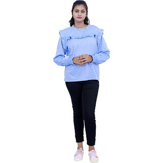                       Radprix Casual Printed Women Blue Top                                              