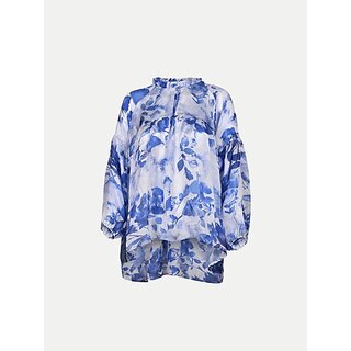                       Radprix Casual Printed Women Blue, White Top                                              