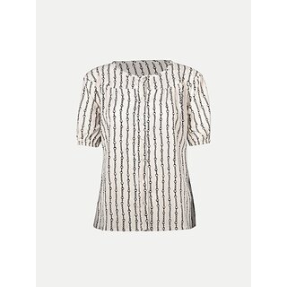                       Radprix Casual Striped Women White Top                                              