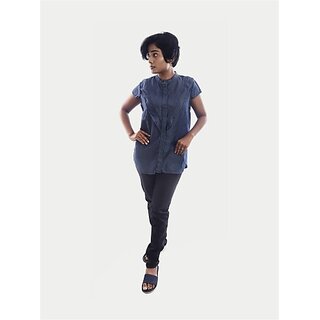                       Radprix Casual Solid Women Dark Blue Top                                              