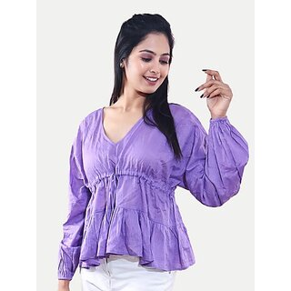                       Radprix Casual Solid Women Purple Top                                              