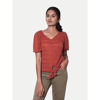                       Radprix Casual Striped Women Red Top                                              