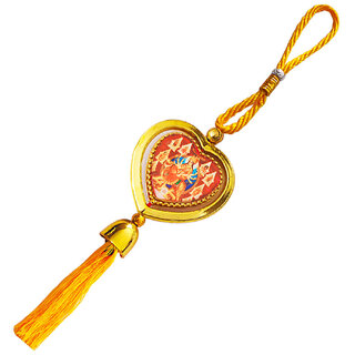                       M Men Style Rotational Dual Side Heart Maa Durga Sherawali Kali Yellow Tassel For Men SCr101                                              