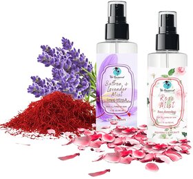 The Havanna Rose Mist/Toner + Saffron  Lavender Mist/Toner for Rejuvenate  Hydrate Skin, Pack of 2, 50 mL,
