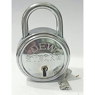                       Dew Strong 52MM Padlock with Brass Plated Shiny Keys                                              