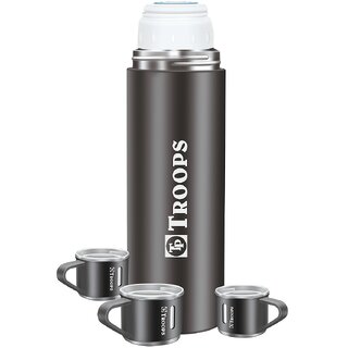                       TP TROOPS Coffee Thermos Stainless Steel Vacuum Flask with Cup for Hot  Cold Drink TP-9117-Black                                              