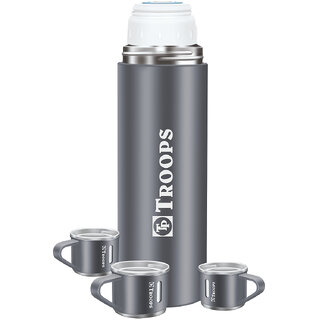 TP TROOPS Coffee Thermos Stainless Steel Vacuum Flask with Cup for Hot  Cold Drink TP-9117-Grey